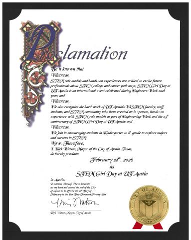 2026 STEM Girl Day Mayoral Proclamation